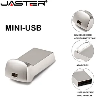 JASTER Málm Penna Aka 2.0 Pendrive 32GB USB-lykilinn 128GB Hreinsa USB Minni Standa 64GB 16GB 8GB eigið merki Frjáls lyklahringnum