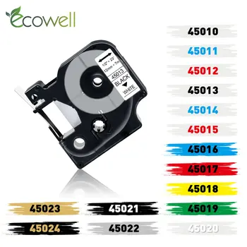 Ecowell Multicolor 45013 45010 45016 Samhæft Dymo D1 merki borði 45018 12mm merki borði fyrir Dymo LabelManager 210D 160 280