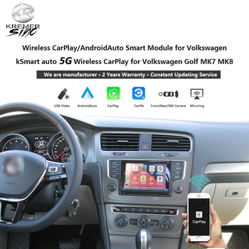 Þráðlausa CarPlay AndroidAuto Klár Mát fyrir Volkswagen RNS510 Golf Tiguan Passat 2012-2018 T5.1 Multivan VINSAMLEGAST Hljóðnema