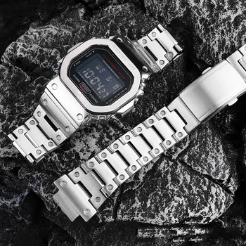 AS-5600 Málm Watchband Fyrir G-ÁFALL C-asio DW5600 MÓÐUR-B5600 MÓÐUR-M5610 Breytt Solid Ryðfríu Stál Horfa Ól Armband 16mm