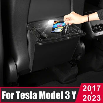 Fyrir Tesla Gerð 3 Y 2017- 2021 2022 2023 Model3 Bílstól Aftur Ruslið Farartæki Sorp Bin Poka Bakkar Þrífa Verkfæri Fylgihlutir