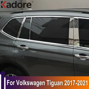 Fyrir Volkswagen Tiguan 2017 2018-2021 Ryðfríu Stál Bílhurðina Glugga Ramma Miðju Stoðir B+C Ná Snyrta Utan Fylgihlutir