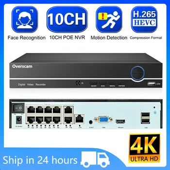 XMEYE 4K 8MP HD 10CH POE NVR upptökuvél H. 265 10Channel NVR öryggiskerfi P2P NEINUM Net Myndbandið Upptökutæki 8CH