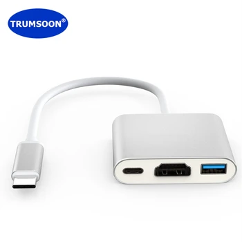 Trumsoon USB-C Hub að 4K þúsunda foreldra USB 3.0 Tegund C Bryggju fyrir Apple iPhone 15 Rk S21 Dex Xiaomi 12 TV PS5 Nintendo Skipta