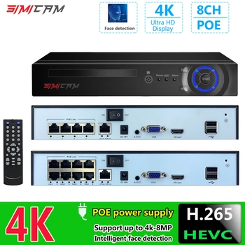 4K 8CH POE Klár NVR (1080p/3MP/4MP/5MP/6MP/8MP/4K) POE Net upptökuvél Styður allt að 8 x 8MP/4K IP Myndavélar 4/8 Rás