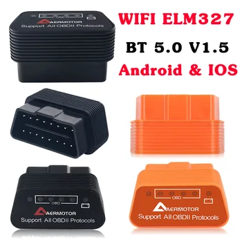 WIFI ELM327 V1.5 Upprunalega Aermotor Bluetooth-Samhæft 4.0 ELM 327 1.5 OBD2 Sjúkdómsgreiningar Skanni SURVEY TÖLVU ELM327 Tæki