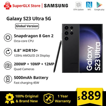 Nýja Rk Galaxy S23 Ultra 5G Farsíma 256GB/512GB Snapdragon 8 Gen 2 120Hz AMOLED 2 Sýna Android13 45W Fljótur að Hlaða