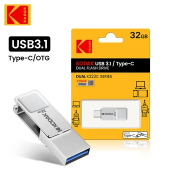 KODAK K223C Málm USB-lykilinn 32GB 64GB 128GB USB3.1 Minni Standa PRICE U Diskur Lítill Pendrive Fyrir Tegund-C Tæki Mac Snjallsímann