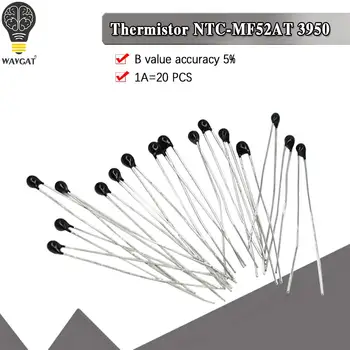 20 STK Resistencia térmica MF52AT MF52 B 3950 NTC, termistor 5% 1K 2K 3 K 4,7 K 5K 10K 20K 47K 50 K 100K, WAVGAT