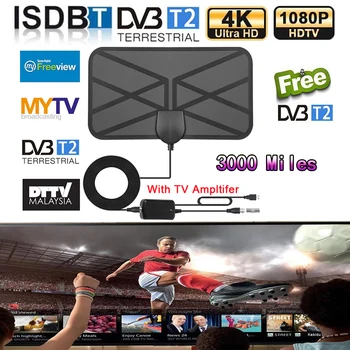 3000 Kílómetra Klár Loftnet 4K 25dB Stafræna DVB-T2 HD 1080P Loftnet með magnari Orku Fyrir Húsbíll Bát í Útilegu