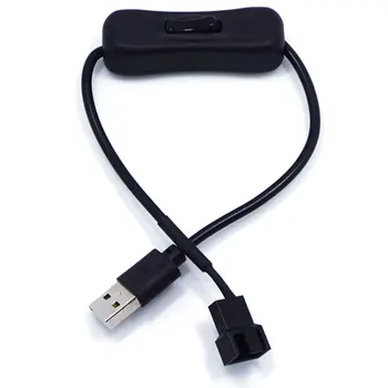 1 til 1 2 USB til 3-Pin / 4-Pin PWM 5V USB Zip Aðdáandi aflgjafa Tengi Snúruna við Á Rofann