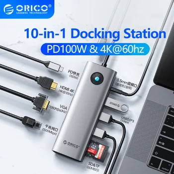 ORICO USB-C HUB 4K 60Hz Tegund C Að hafa SAMBAND við 2.0 RJ 45 LÖGREGLAN 100W Millistykkið fyrir Apple Loft Pro Iphone Pro M 2 M1 TÖLVU Fylgihlutir USB 3.0 HUB