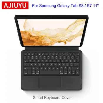 AJIUYU Lyklaborð Málið Fyrir Rk Galaxy Tab S8 S7 11 tommu SM-X700 X706 T875 T870 A8 SM-X200 Töflu Snerta Klár Ná teclado