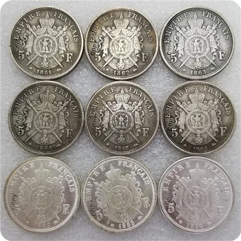 1861-1866 FRAKKLANDI 5 FRANKI MYNT AFRIT minningar mynt-eftirmynd mynt medal mynt safngripir