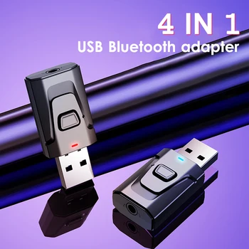 4 Í 1 Bluetooth 5.0 Móttakara þráðlaust USB Millistykkið 3,5 Hljóð Móttakara/Sendandi Fyrir SJÓNVARP TÖLVU Bíl DE Hátalara Stinga Og Spila